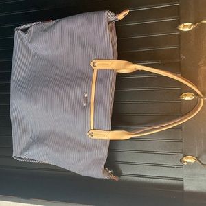 Navy and white striped tote.